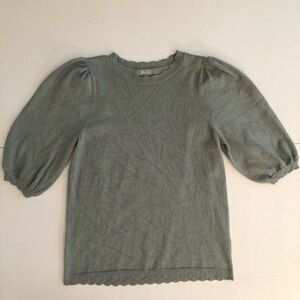 Marled Green Puff Sleeve Sweater Size M